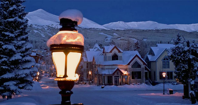 Main Street Breckenridge, CO. Lighting provided by Triangle Electric
